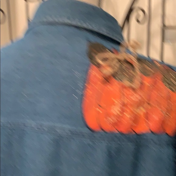 Autumn short set with denim button down shirt - Picture 5 of 7